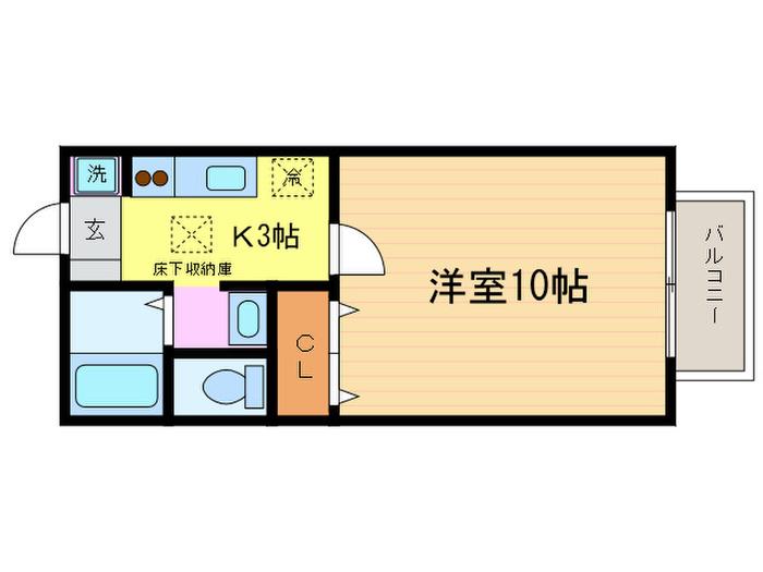グランドールA棟(1K/1階)の間取り写真