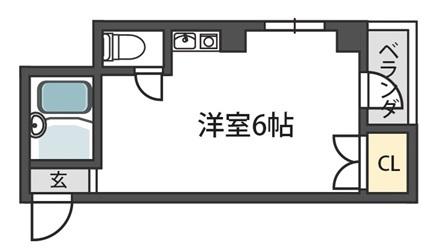シャトレ小阪(ワンルーム/4階)の間取り写真