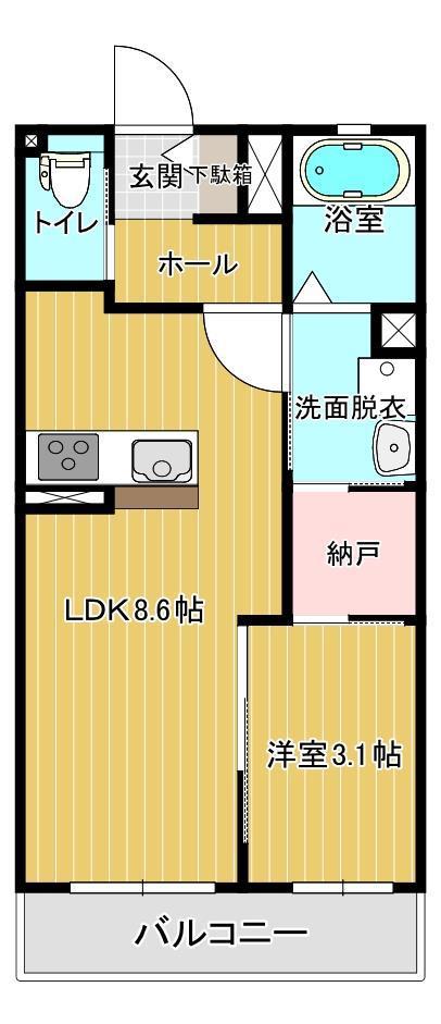 VIA LATTEA II(1LDK/1階)の間取り写真