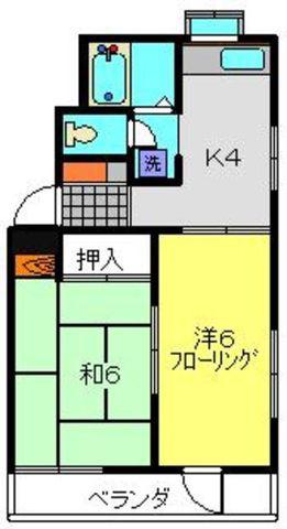 メゾン吉野(2K/2階)の間取り写真