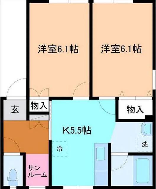 ドミールV(2K/1階)の間取り写真