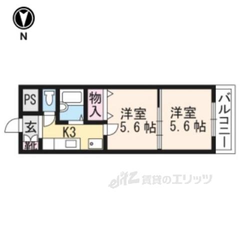 LIESSE浜大津(2K/6階)の間取り写真