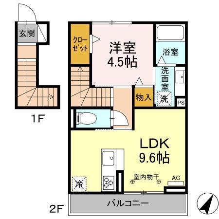 ハーベスト(1LDK/2階)の間取り写真