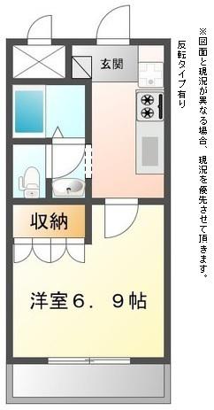 近江鉄道本線 高宮駅(滋賀) 徒歩15分 2階建 築21年(1K/1階)の間取り写真