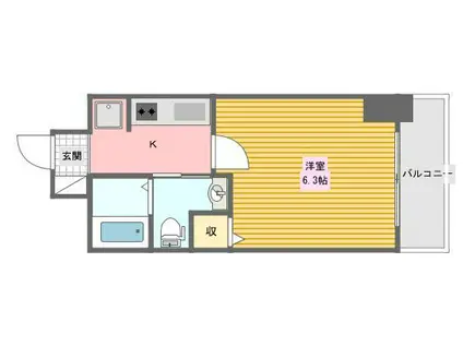 エステムプラザ神戸三宮ルクシア(1K/11階)の間取り写真