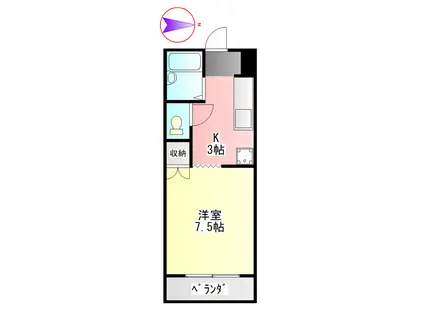 カサブランカ(1K/1階)の間取り写真