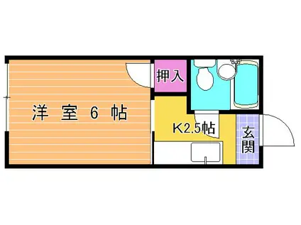 ヤングハイツ10(1K/2階)の間取り写真