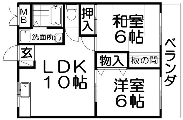 ハーモニーライフ春日(2LDK/4階)の間取り写真