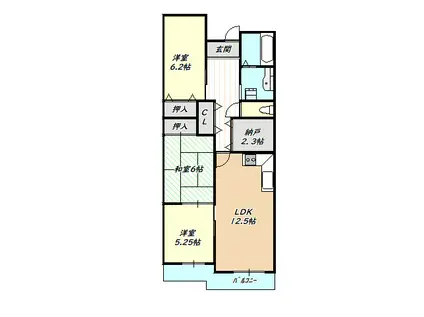 レジデンス岸和田(3LDK/2階)の間取り写真
