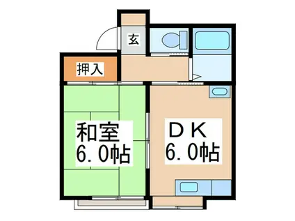 セイユウハイツI(1DK/2階)の間取り写真