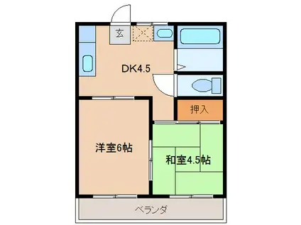 クリスタルマンション(2DK/4階)の間取り写真