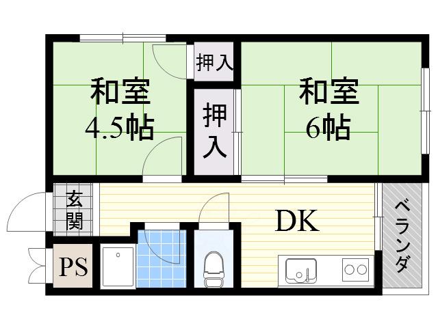 茜マンション(2DK/2階)の間取り写真
