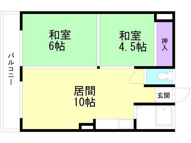 コーポ原田(2LDK/1階)の間取り写真