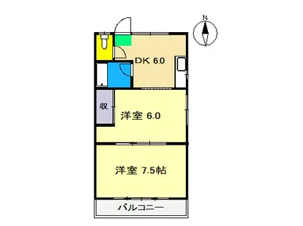 グランドコーポ高須(2DK/4階)の間取り写真