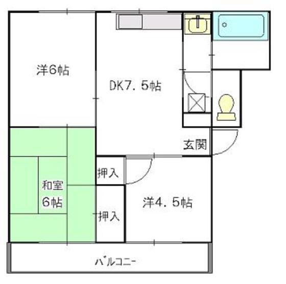 北谷ビル(3DK/3階)の間取り写真