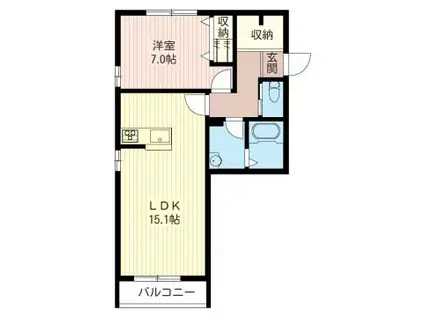 カーサ コントレ(1LDK/2階)の間取り写真