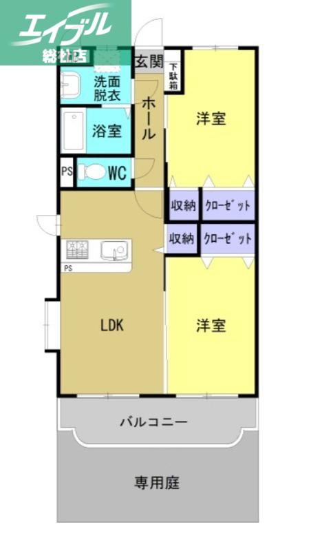 リュミエール(2DK/1階)の間取り写真