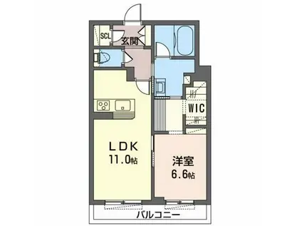 シャーメゾン リュエル八戸ノ里(1LDK/3階)の間取り写真