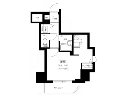 ガーラ芝御成門(1K/13階)の間取り写真