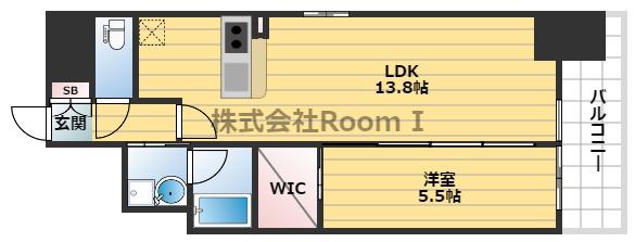 レジュールアッシュ谷町四丁目グランクラス(1LDK/5階)の間取り写真