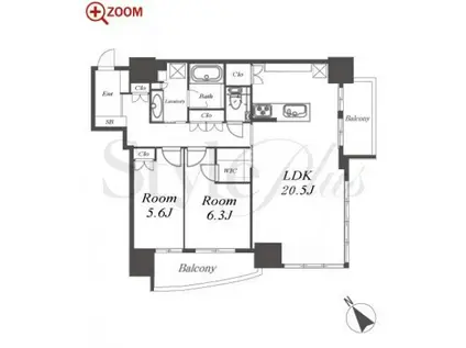 グランドメゾン池下ザ・タワー(2LDK/4階)の間取り写真