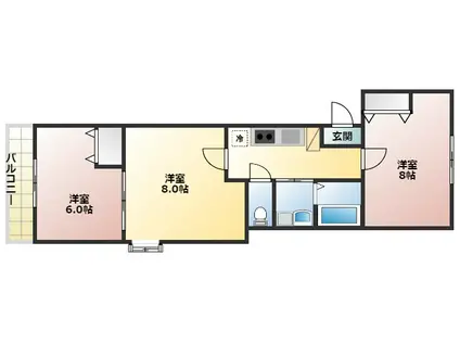 エトランゼ12(2LDK/1階)の間取り写真