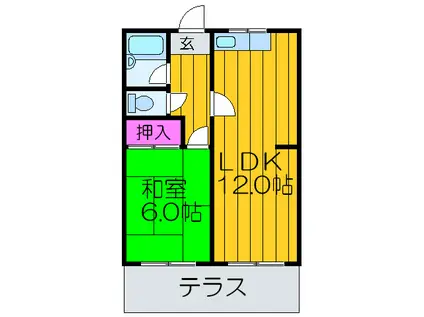柴座ハイツ(1LDK/1階)の間取り写真