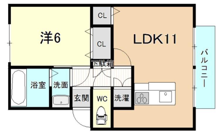 セジュール松島(1LDK/1階)の間取り写真