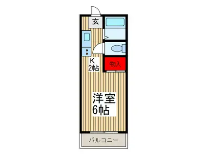 東武東上線 みずほ台駅 徒歩5分 2階建 築37年(1K/2階)の間取り写真