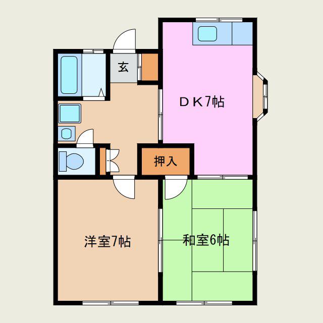 ソフィア柏田(2DK/2階)の間取り写真