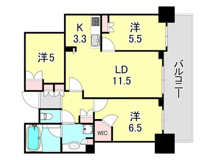 シティタワー神戸三宮(3LDK/16階)の間取り写真