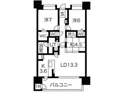 アーバンパレス六ツ門セントラルベース(3LDK/3階)の間取り写真