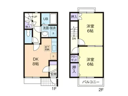 デュープレックス福田 II(2DK/1階)の間取り写真