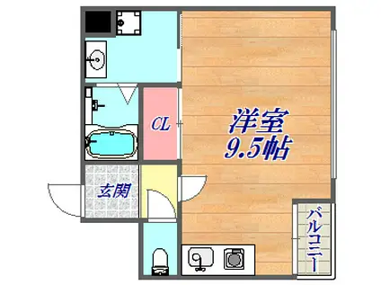 平野エスペランス(ワンルーム/3階)の間取り写真