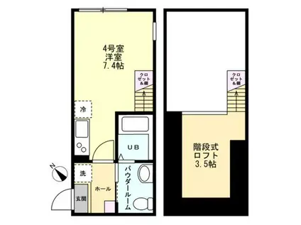 シエロ衣笠(ワンルーム/2階)の間取り写真
