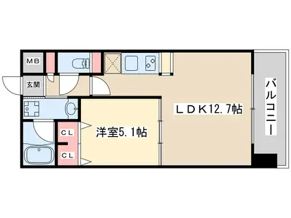 グランカーサ新大阪サウス(1LDK/4階)の間取り写真