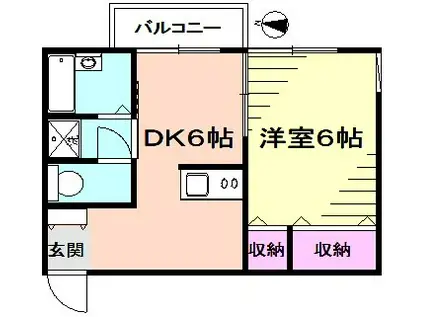 DEN仏向町(1DK/2階)の間取り写真