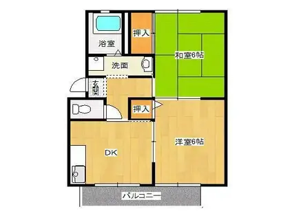 エントピア光 C棟(2DK/1階)の間取り写真