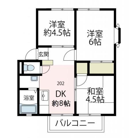 昭英ハイツ B(3DK/2階)の間取り写真