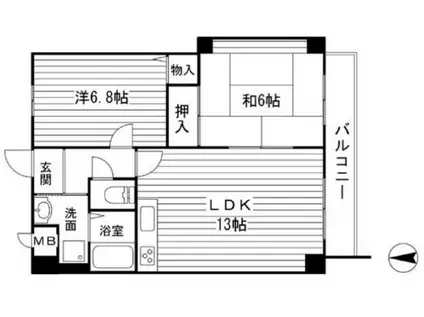 グリーンハイツ東山II(2LDK/6階)の間取り写真