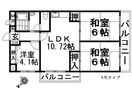 西尾ハイツ(3LDK/3階)の間取り写真