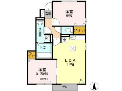 ウィンドヒル(2LDK/1階)の間取り写真