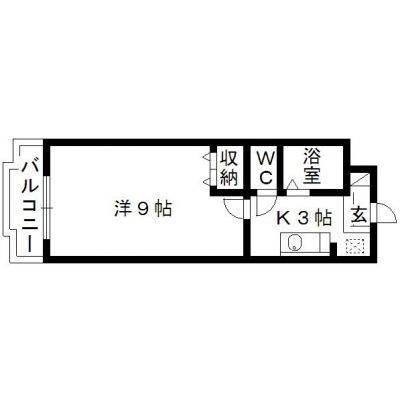 サンセゾンノーブル(1K/2階)の間取り写真