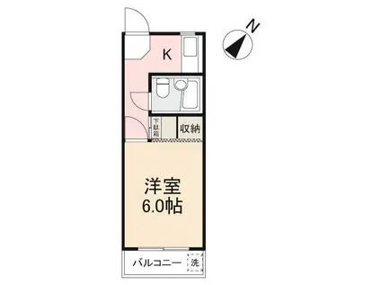 サニーハイツ宮脇(1K/1階)の間取り写真