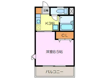 グラスリード(1K/4階)の間取り写真