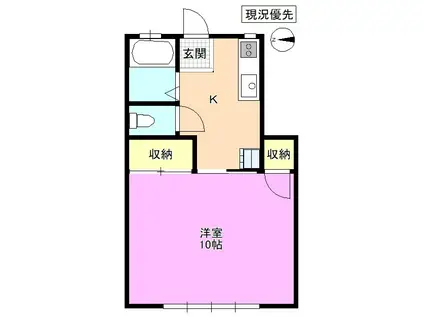 ハッピータウン8(1K/1階)の間取り写真