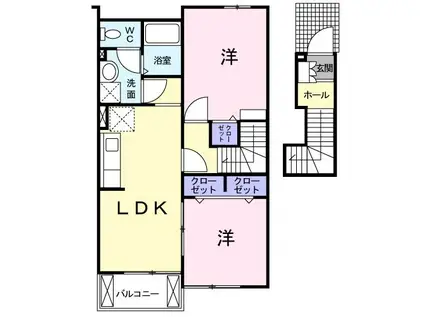 カントリーブライト B(2LDK/2階)の間取り写真