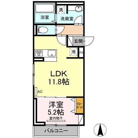 パーク倉敷(1LDK/1階)の間取り写真