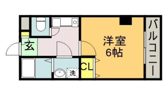ラムール六甲山ノ手(1K/1階)の間取り写真