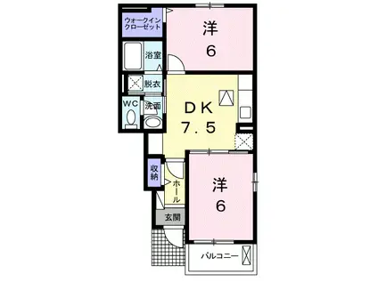 アルルのこみちII(2DK/1階)の間取り写真